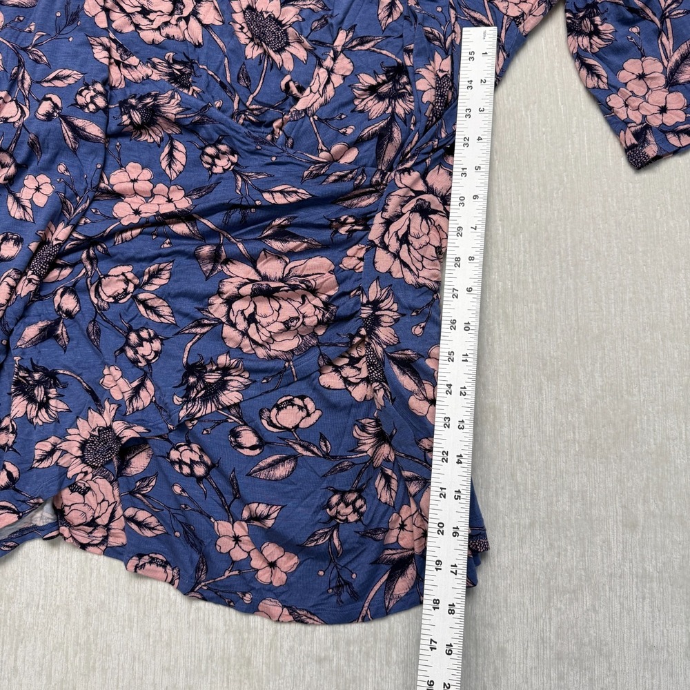 Motherhood Maternity Nursing Top Womens 2X Blue Pink Floral Stretch Double Layer - Picture 12 of 16